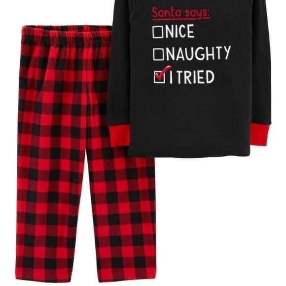 NWT Carter's "Santa Naughty Nice" Pajama Set - Picture 3 of 3